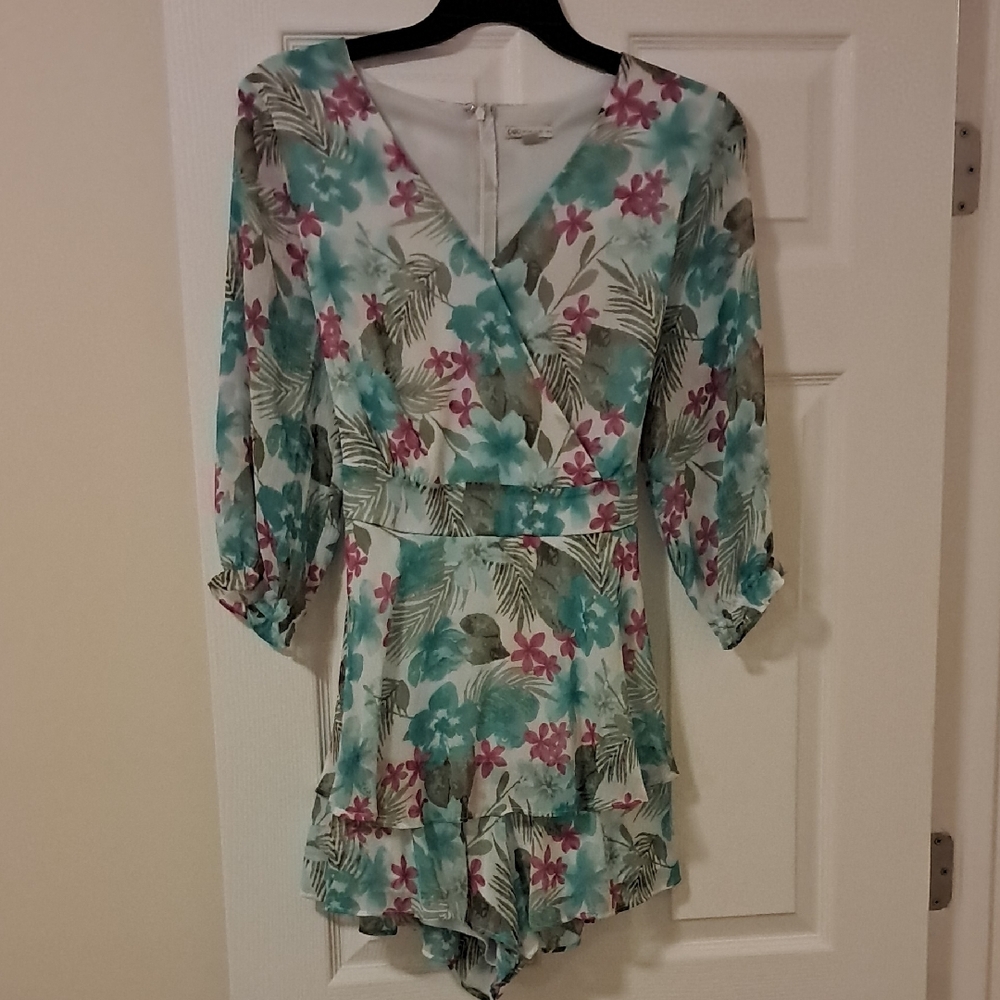 Cato Floral Romper with Ruffle Detail